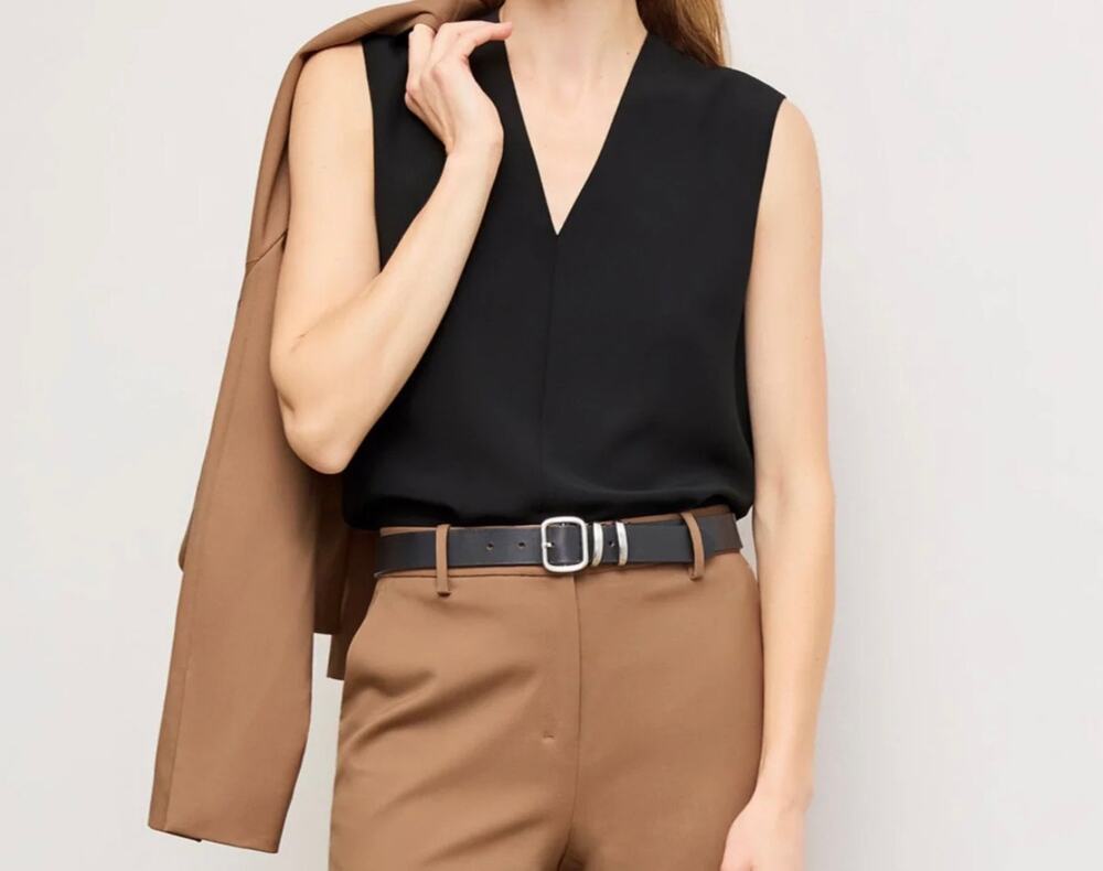 Mm Lafleur XL The Emmy Drape Top Eco Soft Wave V Neck Career Wrinkle Resistant